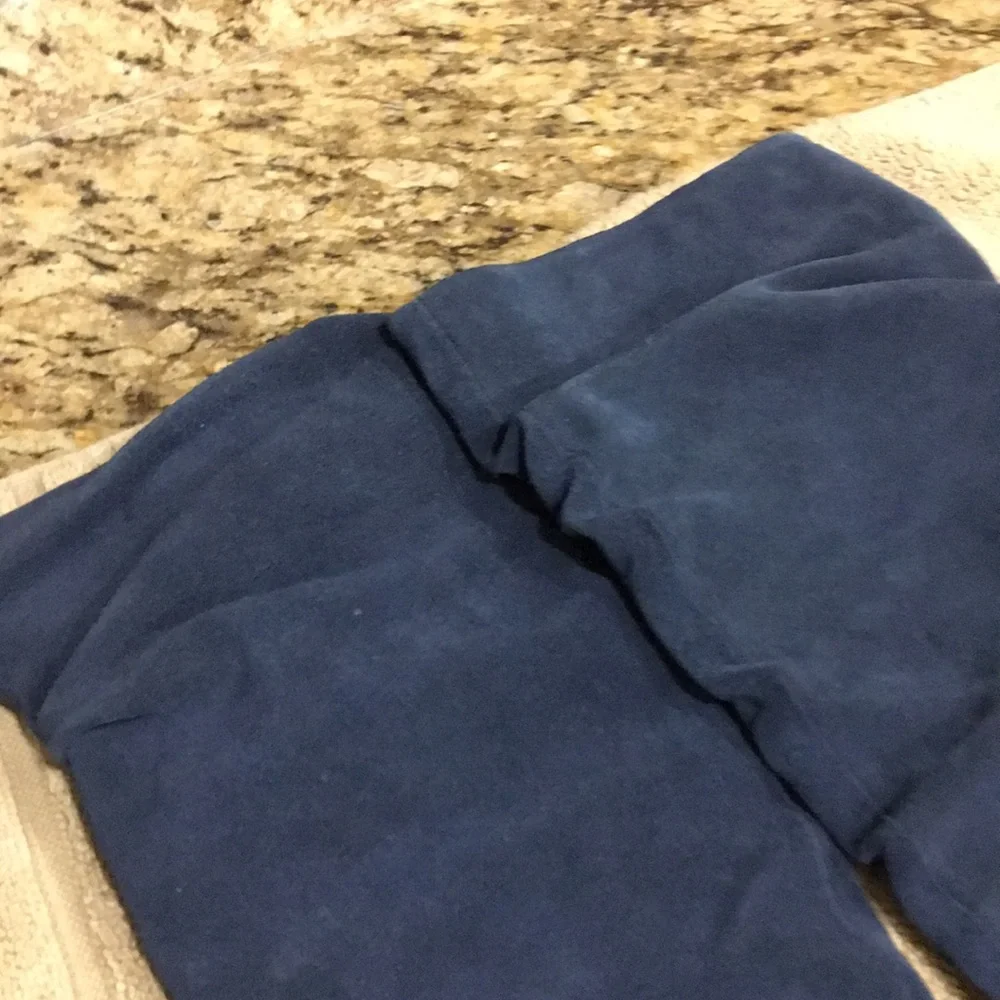 Charles David Navy Suede Leather Wedge Knee Boots 4” heel Slouchy Zip SZ 6M
